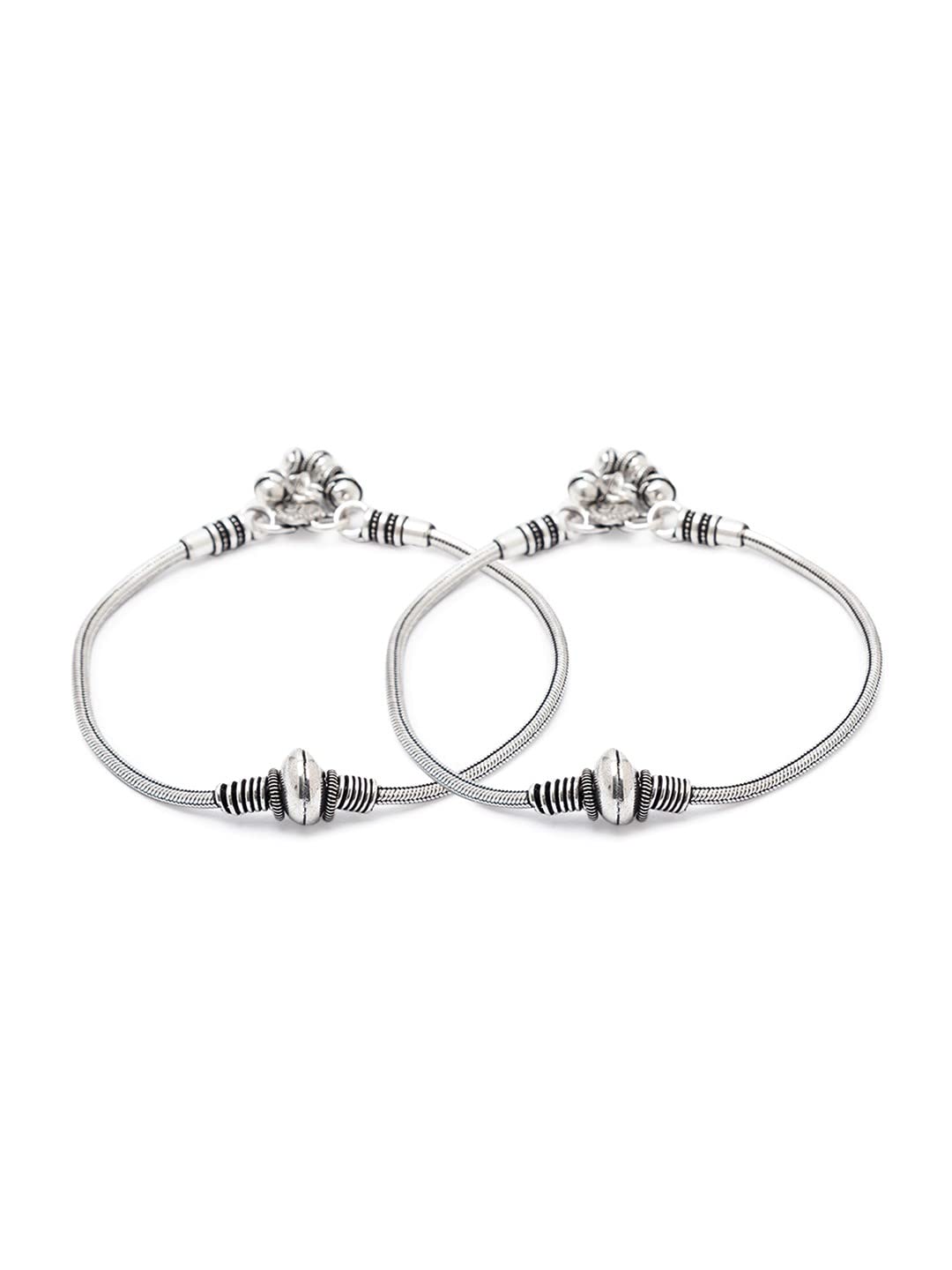 Digital Dress Traditional Authentic Fashionable Attractive Indian Style Alloy Metal Fancy Oxidised German Silver Plated Anklet Payal/Pazeb Comes Pair For Women and Girls Gift Jewellery (Pack of 2)-image-22