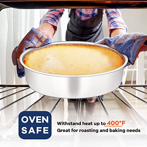 Onader 8 Inch Round Cake Tin Set of 2, Stainless Steel Cake Mould Pan for Baking, Ideal for Birthday Christmas Wedding Layer Cakes, Non-Toxic & Healthy, Mirror Finished & Dishwasher Safe - Image 6
