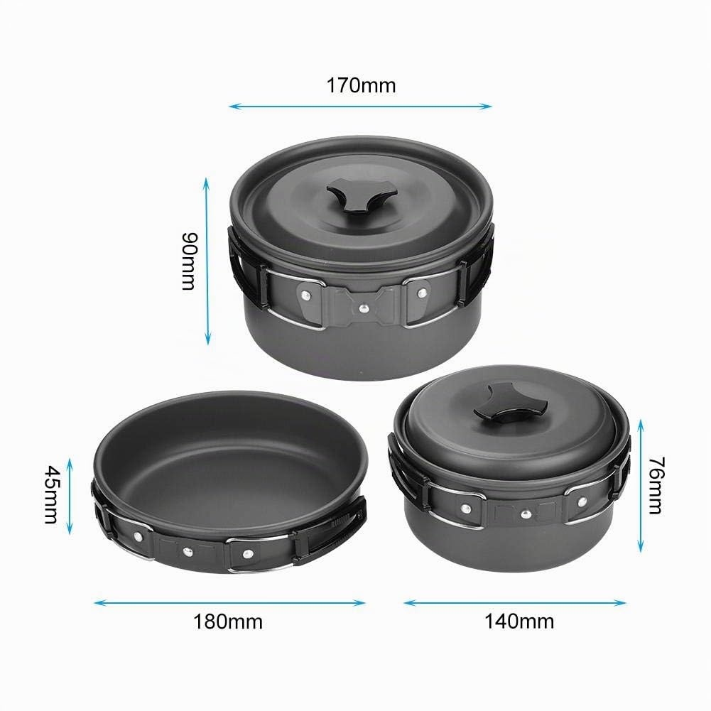 Juego de Cocina para Acampar, Juego de Cocina de Barbacoa para Picnic al Aire Juego de Utensilios de Cocina para 2-3 Personas