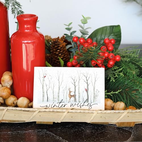 Simply-Said-INC-Small-Talk-Rectangles-Winter-Wishes-Serene-Winter-Landscape-on-Rustic-Distressed-Wood-35-x-525-Made-In-USA Simply Said INC Small Talk Rectangles Winter Wishes Serene Winter Landscape on Rustic Distressed Wood 35 x 525 Made In USA