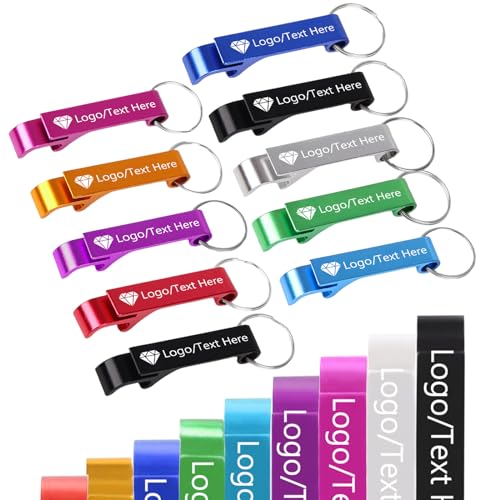 Up to 150 Pcs Custom Bottle Opener Keyring Personalised Bottle Openers Keychain Beer Can Opener with Logo Text Name Customised Party Wedding Favors Bulk Assorted