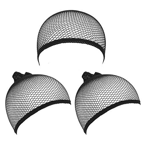 3PCS Nylon Perücke Kappen Caps Elastische Haar Mesh Netz Open End,Haarnetz Perückekappe Schwarz Mesh