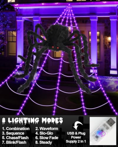 Amazon – 16.4-Ft Lighted Halloween Spider Web w/ 48-Inch Spider - image 4