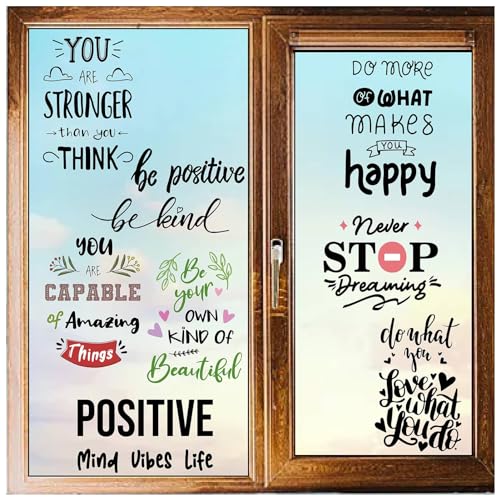 CRASPIRE 8 Styles Inspirational Quotes Words Window Decals Motivational Positive Saying Wall Stickers Clings Peel and Stick PVC Waterproof Self Adhesive for Teens Bedroom Living Room Dorm Classroom