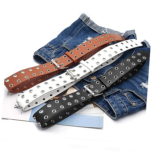 NOLITOY 1pc Punk Style Double Row Belt for Men Alloy Buckle Matching Waistband for Casual Wear and Daily Use4