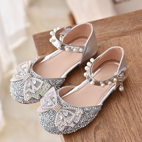 Flower Girls Wedding Part𝐲 Heel Princess Shoes for Kid Toddler Dress Shoes Rhinstones Bow Mary Jane Ballet Flat𝐬2