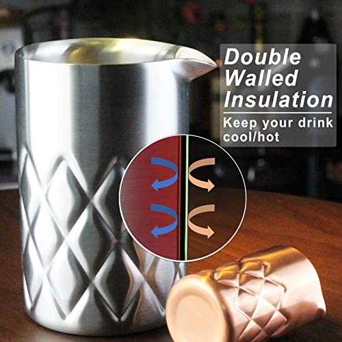 OriHomee Stainless Steel Cocktail Mixing Glass,Double Walled Steel