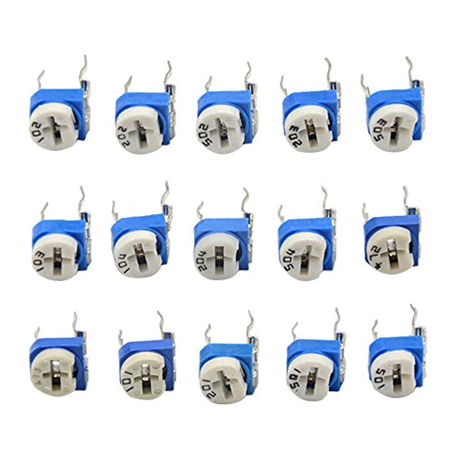 XLX 150PCS Variable Resistor Trimmer Potentiometer Assorted Kit 1/10 Watt 100 to 1M Ohm 15 Values (10pcs for Each Value) with Storage Box