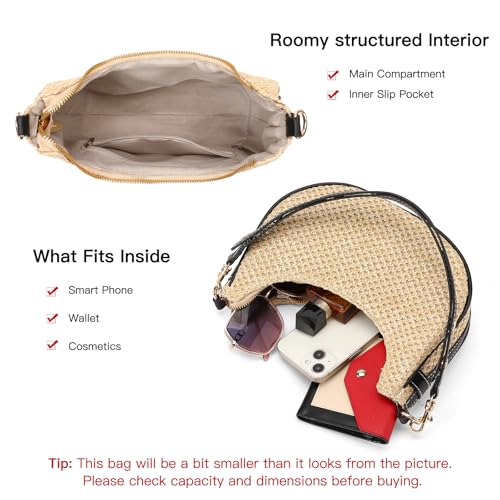 Image of RNIEGA Small Straw Beach Bags for Women Summer Shoulder Bag Woven Tote Purse for Vacation Daily