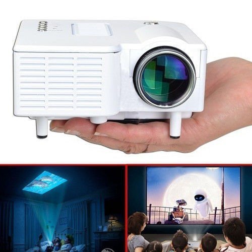 Soyan Mini Projector Home Cinema Theater UC28+ Support Hd Video Games Tv Movie TXT Music Pocket Size Projector with USD,AV,SD,VGA,HDMI,Dc and Head phone Input White