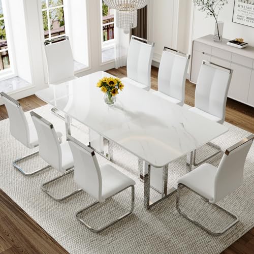 MEMUY 79" Modern Dining Table Set