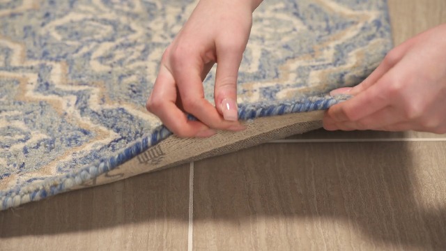 Tapete decorativo 6' x 9' azul y gris de lana hecho a mano miniatura 5