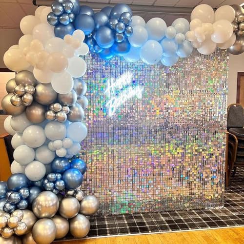 Mur scintillant square sequin argent Kate de 12 pièces pour décor de fête