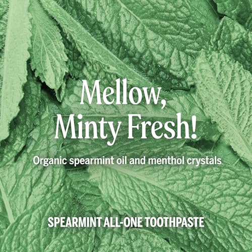 Image of Dr. Bronner's - All-One Toothpaste Variety Pack - Peppermint & Spearmint, 70% Organic Ingredients, Fluoride-Free, Helps Freshen Breath, Vegan (5oz, 4-Pack)