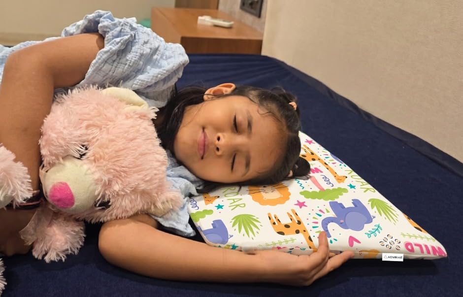 Image of Premium Memory Foam Toddler Thin Pillow | Head, Neck & Back Support | Washable Removable Cover | Ideal for Sleeping, Reading & Resting | Age 2 to 9 Year | 18.5x12.5x2.5in | Animal Print