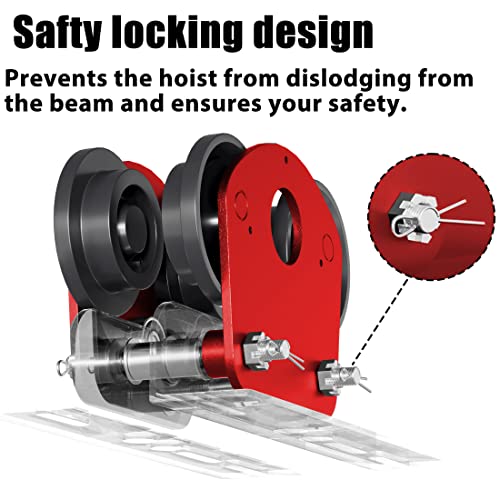 Acemaker 1 Ton Electric Hoist Trolley, I-Beam Trolley For Pa600 To Pa1000 Electric Hoist, 2.68In - 4.33In Adjustable Flange Manual Trolley Rollers Overhead Garage Hoist System, 2204Lbs (Red)… #TOP5