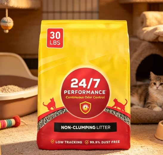 24/7 Non-Clumping Cat Litter Clean Linen Scent Odor Control Formula 30 lb Bag