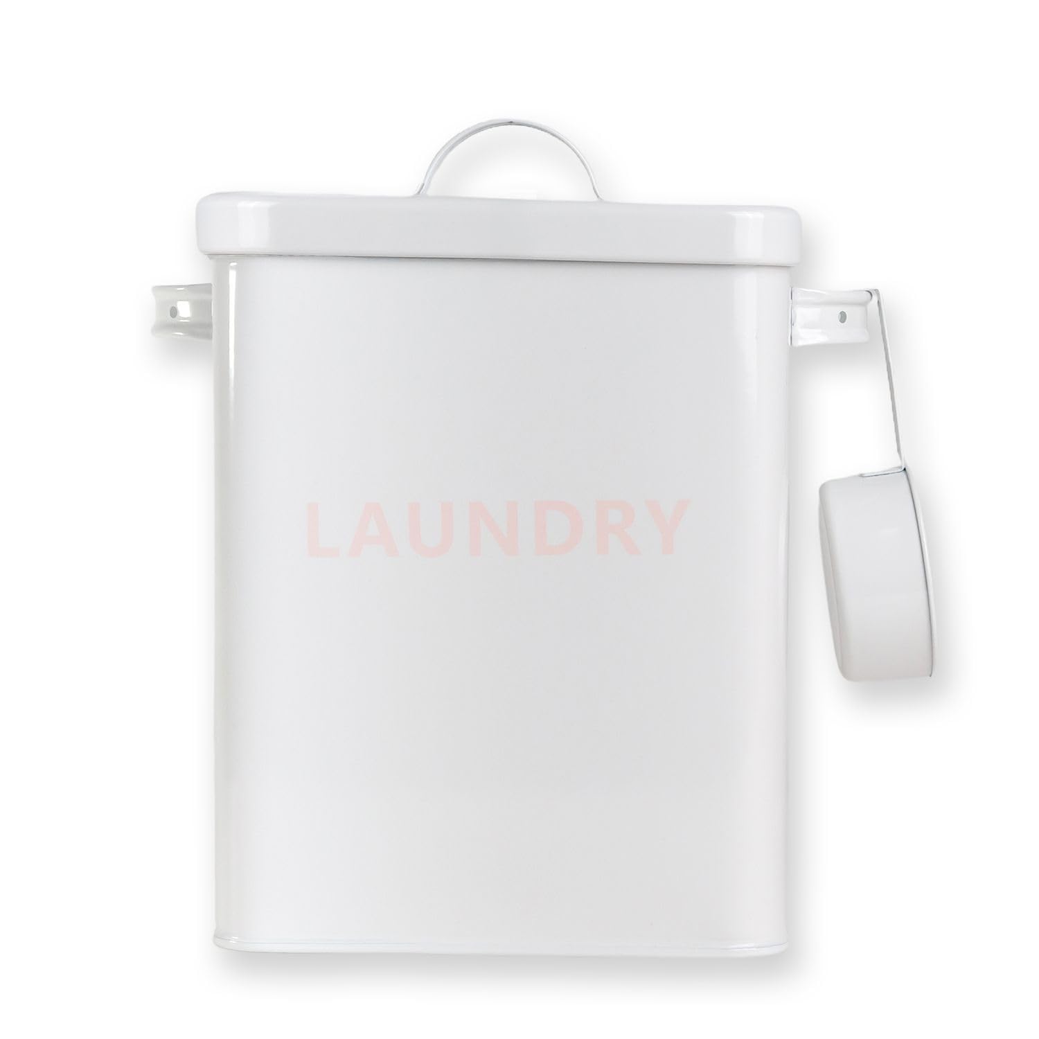 Boîte à lessive de style vintage chic en métal blanc robuste de 1,8 Liter Intirilife