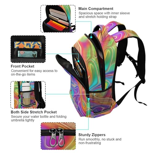 senya Travel Backpack Carry On Bookbags Gradient Laser Stripes Bagpack with Reflective Strip and Mesh Side Pockets4