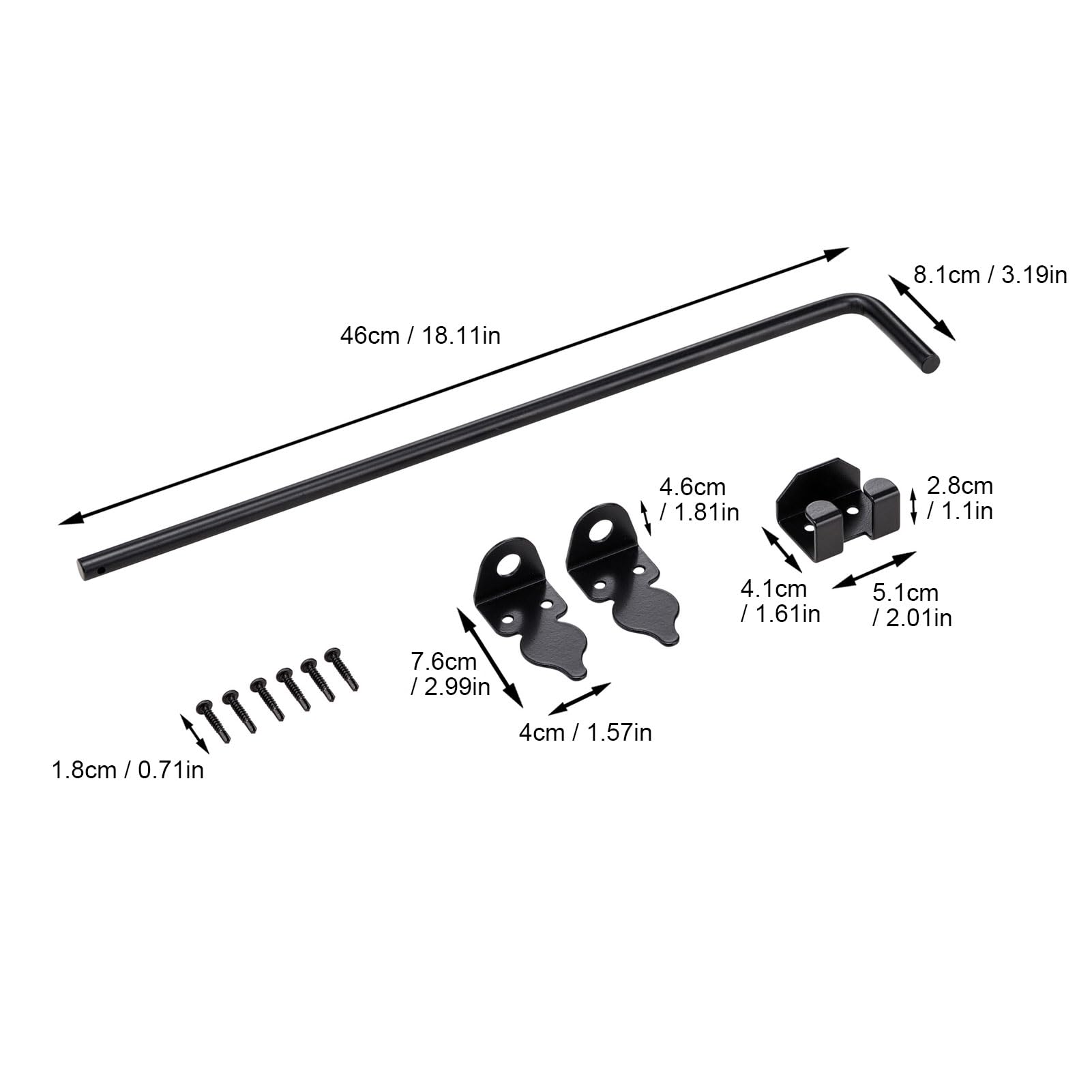 Fafeicy Kit de Barra de Caída de Puerta Puerta de Servicio Pesado Aleación de Pestillo a Tierra de Acero de 24 Pulgadas para Puertas Puertas Vences Universales Seguridad de Doble Puerta