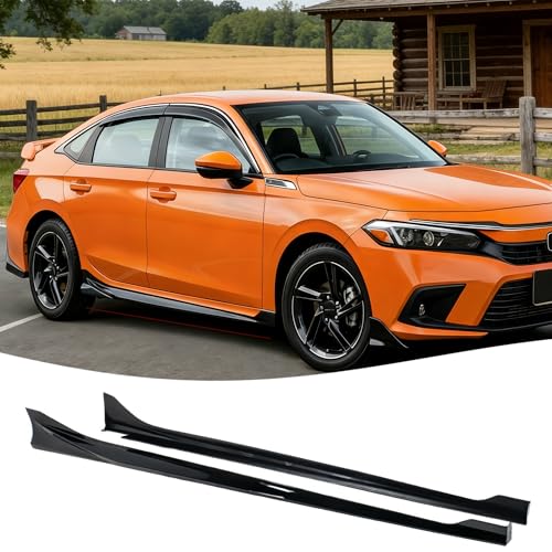 STSEV01 Side Skirts Rocker Extension Blades Panel Splitter Winglet Fit for Honda Civic Sedan Hatchback 2022-2026 Accessories, Modulo Style Air Dam Chin Body Kit Underbody Lip Exterior Glossy Black