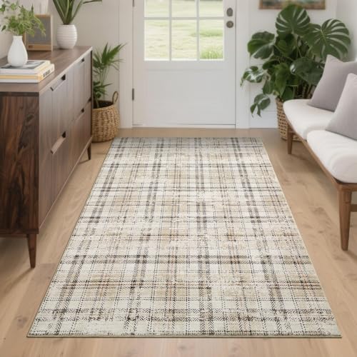 SLEKVERSA Plaid Area Rugs 3x5 Throw Rugs for Entryway Modern