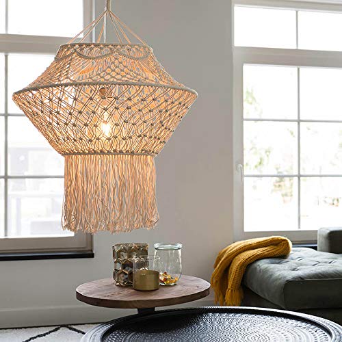 Qazqa Esstisch Landhaus Pendelleuchte, Pendellampe - String Hl - Beige, Rund, 59cm, Ideal als Esszimmerlampe, Flur, Schlafzimmerlampe und Wohnzimmerlampe