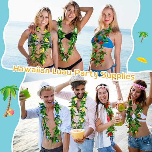 Collares hawaianos leis de flores artificiales tropicales guirnaldas luau para fiesta playa 7