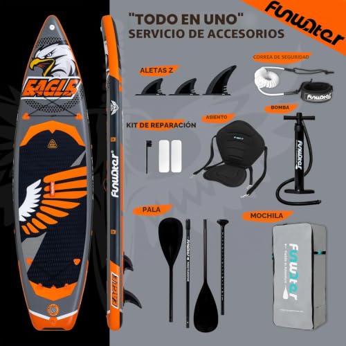 Miniatura 4 de Funwater Stand Up Paddle Board Sup Board - Tabla De Surf Hinchable Para Adultos Con Accesorios De Calidad, Remo 2 En 1, Asiento De Kayak