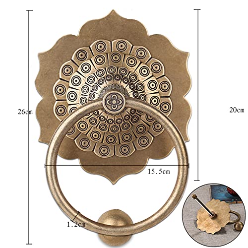 Aldaba de puerta vintage de bronce auténtico con acabado artesanal retro para entradas 8