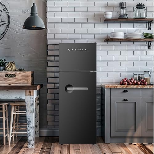 Frigidaire Retro Apartment Size Refrigerator with Top Freezer - 2 Door Fridge with 7.5 Cu Ft of Storage Capacity, Adjustable Spill-Proof Shelves, Door & Crisper Bins, Black - Thumbnail 7