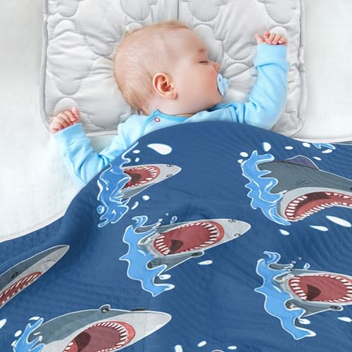 Burbuja Cartoon Sharks Baby Blanket for Boys Girls, Nursery Soft Warm Swaddling Receiving Baby Blankets, 30x40 in Toddler Blanket4