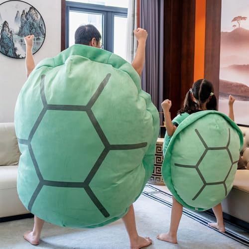Bankeep Turtle Power Shell - Cojín gigante portátil con forma de cáscara de tortuga - Juguete de peluche divertido para niños y adultos (60 cm)