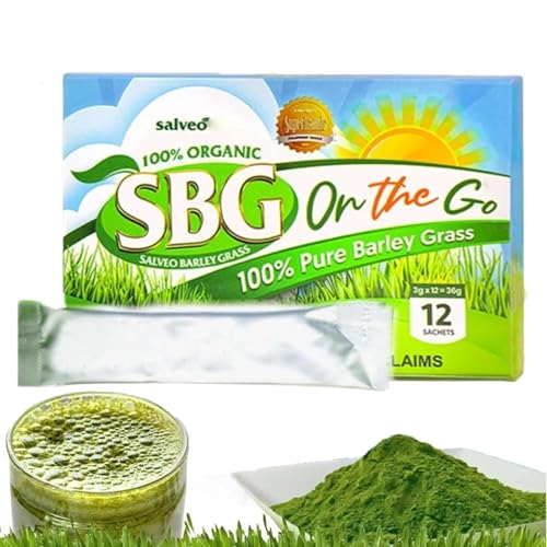 SBG Salveo Barley Grass,2024 New Salveo Barley Grass Powder,100% Pure Salveo Well Organic Barley Grass Juice Powder,SBG ON The GO,Brought to Your Pure Health (1 Box)