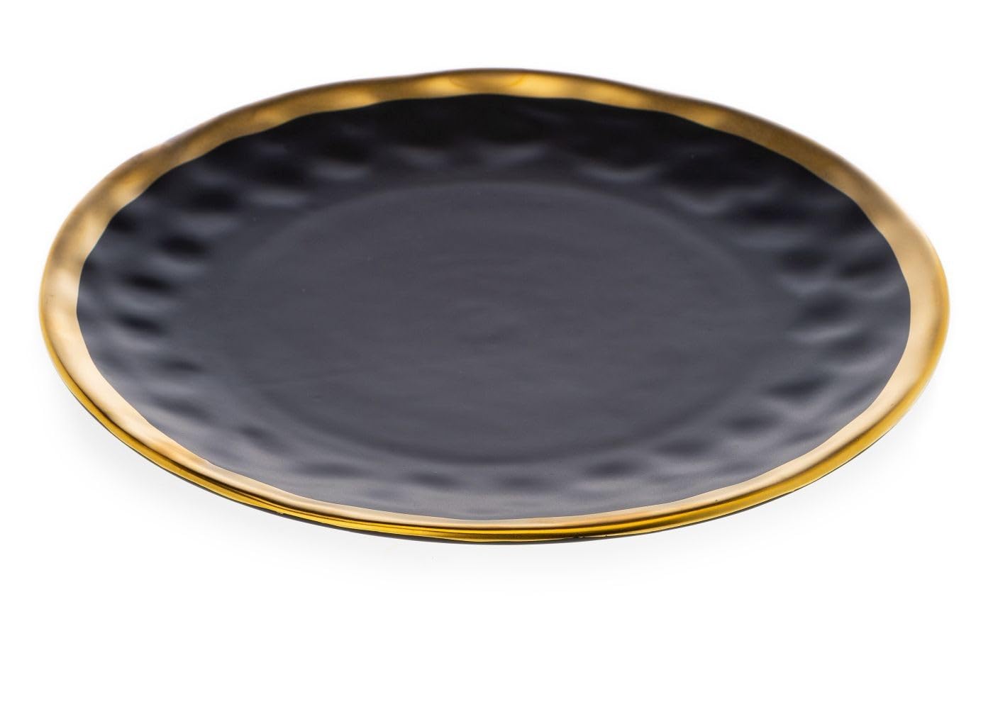 Keramik Geschirr Set 8 Personen | Schwarze Teller 27 cm Ø und Schüssel 20 cm Ø | Modern Geschirr & Serviergeschirr | 4x Essteller und 4x Tiefe Suppenteller