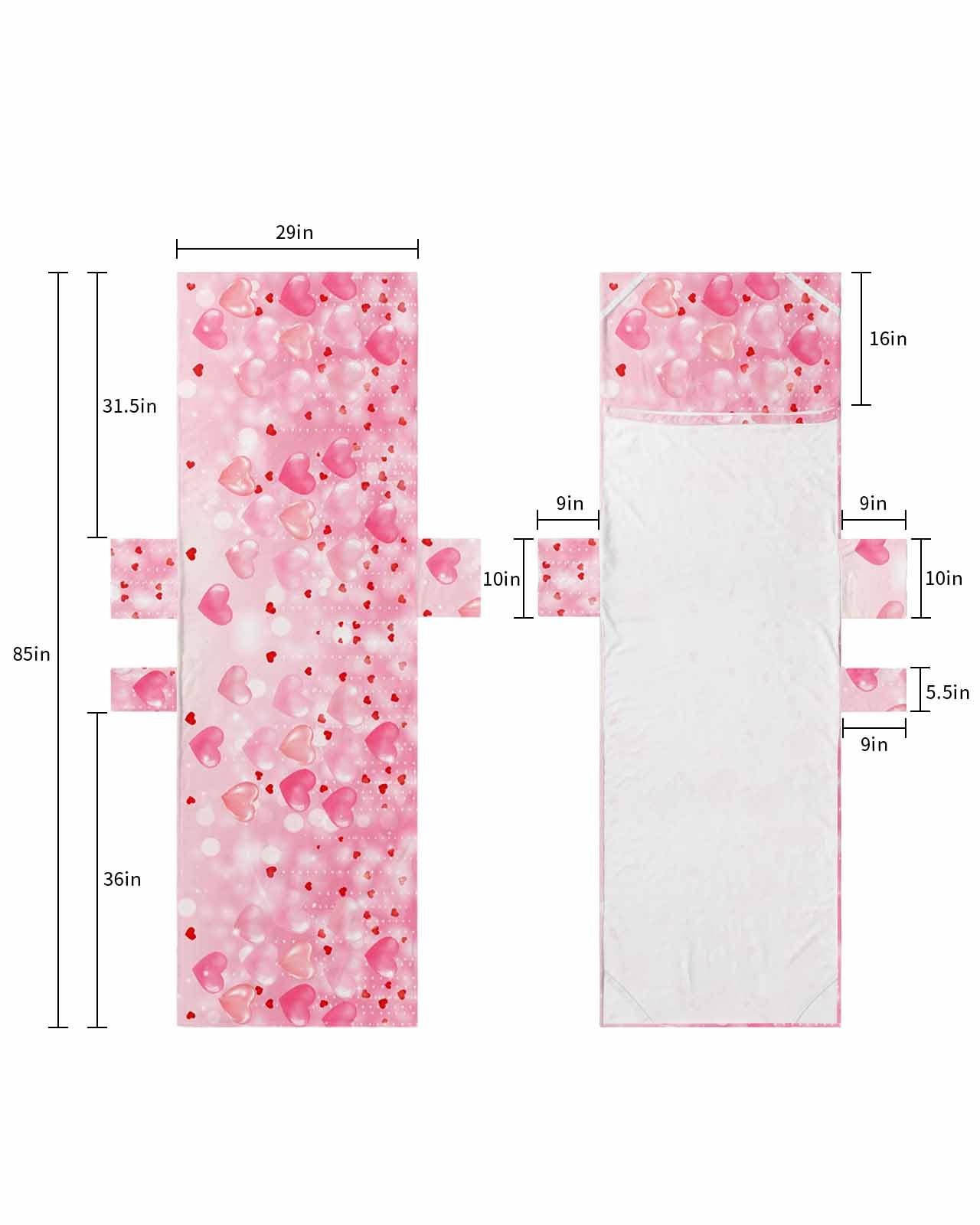 Pink Gnomes Valentines Day Beach Lounge Chair Towel Cover, Soft Chaise Lounge Towel with Side Pockets Patio Pool Chairs Cover for Beach/Pool Sunbathing 29x85 Love Heart Filling