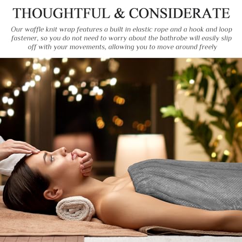 Image of 4 Pcs Towel Wrap for Women Waffle Spa Robe with Adjustable Closure Elastic Top Lightweight Wraps for Bath Shower