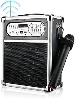 SEAAN Karaoke Machine with Wireless Microphone, Bluetooth Speaker with Bass/Treble Adjustment, Up to 10 Hours Playing, PA System Supported for Party, Home, Outdoor Performance
