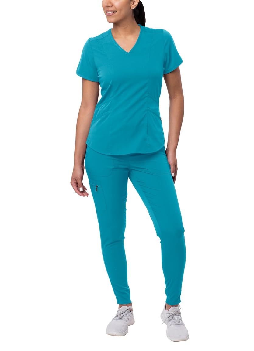 Adar Uniforms Women's P9500tblm Medical Scrubs Set, Teal Blue, M UK