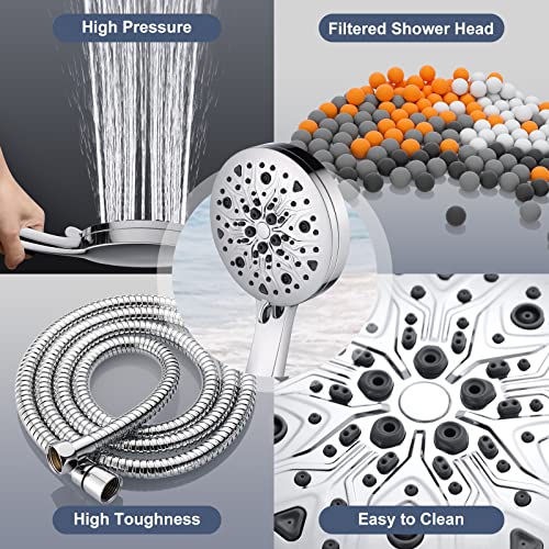 Cobbe Handheld Shower Head With Filter, High Pressure Showerhead With Hose, Bracket And Water Softener Filters Beads For Hard Water Remove Chlorine And Harmful Substance #TOP4