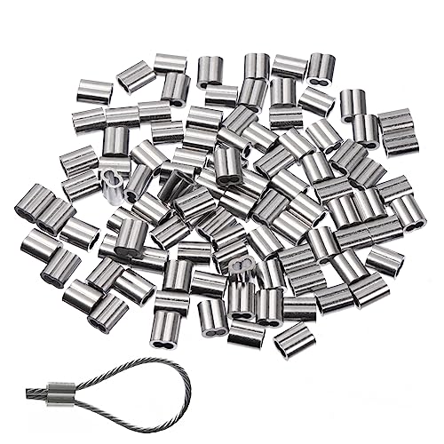 FELTECHELECTR 100 Pcs Wire Fitting Wire Sleeves Cable Crimps Cable Clip Cable Collar Silver