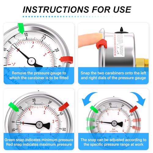 Image of MEANLIN MEASURE -30inHG~60Psi Vacuum Pressure Gauge 1 /8 inch NPT 2.5 inch FACE DIAL, Stainless Steel Liquid Filled Pressure Gauge WOG Water Oil Air Center Back Mount (with 2PCS Snaps)