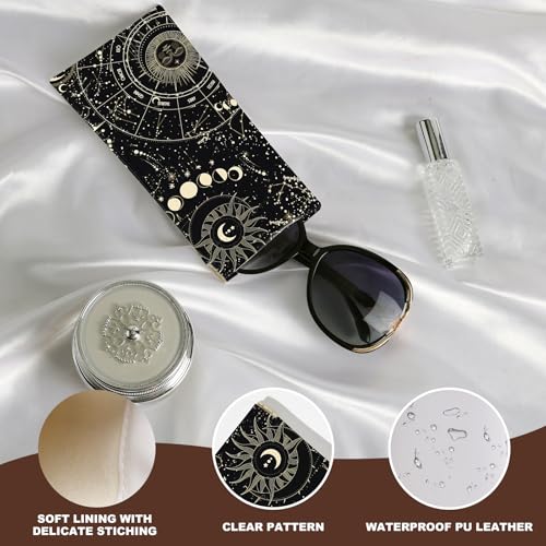 Image of Anikathy 2Pcs Sunglass Eyeglass Glasses Case Soft PU Leather with Cleaning Cloth Cute Glasses Pouch Bag for Men Women Girs