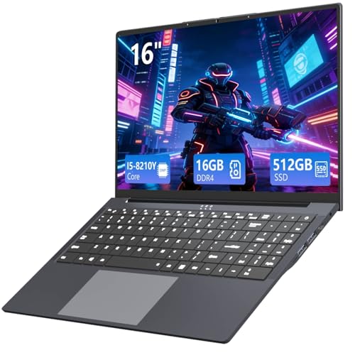 rumlawn 16 Pulgadas Ordenador Portátil, PC Portatil Core i5 Procesador, 16GB RAM 512GB SSD,Pantalla (1920 x 1200P, Laptop Win 11, Teclado Retroiluminado, RJ45,Webcam, Wi-Fi 5, USB 3.0 * 3, Type-C