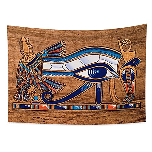 YONGFOTO 100x70cm Antiguo Egipto Tapiz De colores Ojo de Horus Cabeza de águila Wedjat Eye Misterioso Símbolo Civilización antigua Colgar en la pared Tapices para casa Decoración mural Manteles Manta