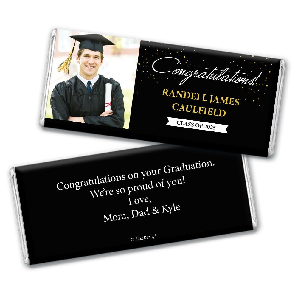 12ct Personalized Graduation Party Favors Wrapped Candy Bars with Photo - Congrats (12 Count) - Green