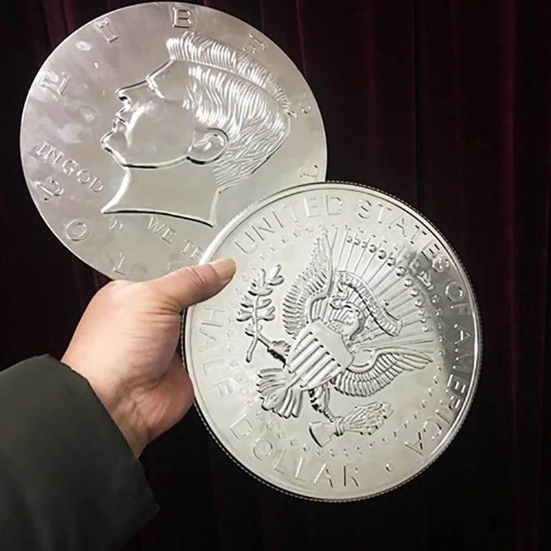 MOMOMAGE Plastic Super Jumbo Half Dollar (25 cm/9.84 in) Magic Tricks Appearing/Vanishing Coin Magic Accessory Close Up Illusions Gimmicks Props for Magicians