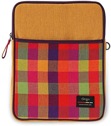 Origo 13inch Plaid Tablet and Laptop Sleeve Case Compatible with iPad, MacBook and Galaxy Tab, Galaxy Book/Travel Protective Bag, Portable Checkered Pattern Laptop Pouches/Yellow