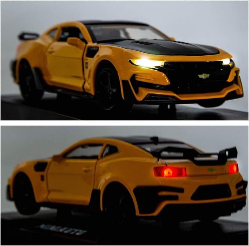 Image of Play Boy 1:32 Camaro Model Diecast Metal Alloy Pullback Toy Vehicle with Openable Doors Light and Music Car for Kids (Multicolor)