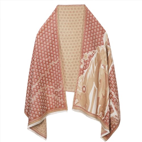 EXTREE Scarfs for Women Pashmina Silky Shawl Wrap for Evening Dressing Blanket Open Front Poncho Cape Ahi-red